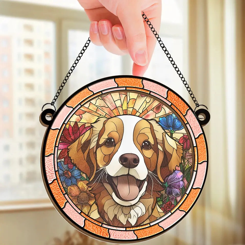 Custom Photo I’m Right Here Inside Your Heart - Memorial Personalized Window Hanging Suncatcher - Sympathy Gift For Pet Owners, Pet Lovers