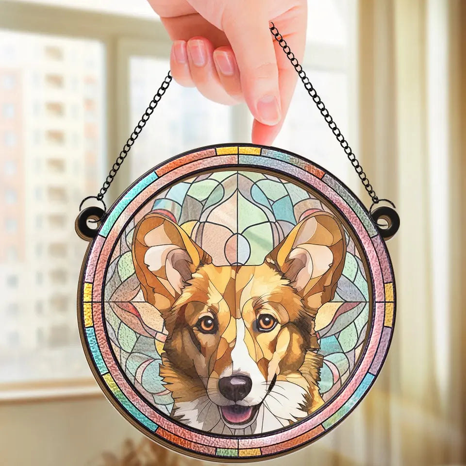 Custom Photo Life Is Simply Better With A Furry Friend Around - Memorial Personalized Window Hanging Suncatcher Ornament - Christmas Gift, Sympathy Gift For Pet Owners, Pet Lovers