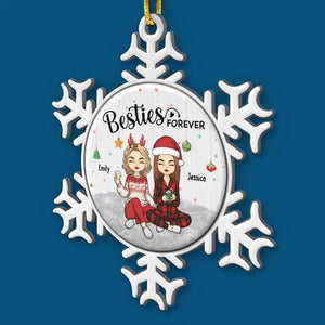 Besties Forever - Bestie Personalized Custom Ornament - Metal Custom Shaped - Christmas Gift For Best Friends, BFF, Sisters