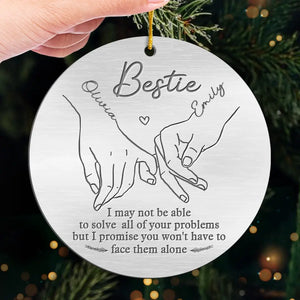 Holding Hands, We Conquer It All - Bestie Personalized Custom Ornament - Metal Custom Shaped - Christmas Gift For Best Friends, BFF, Sisters