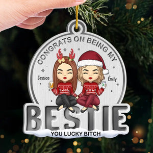 Congrats On Being My Bestie - Bestie Personalized Custom Ornament - Metal Custom Shaped - Christmas Gift For Best Friends, BFF, Sisters