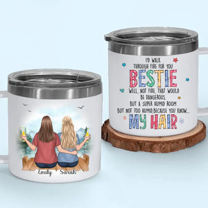 A Bestie Is Someone Who Makes Life More Fun - Bestie Personalized Custom 14oz Stainless Steel Tumbler With Handle - Gift For Best Friends, BFF, Sisters