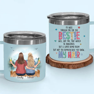 A Bestie Is Someone Who Makes Life More Fun - Bestie Personalized Custom 14oz Stainless Steel Tumbler With Handle - Gift For Best Friends, BFF, Sisters