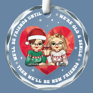 Merry Christmas To A True Friend - Bestie Personalized Custom Circle Glass Ornament - Christmas Gift For Best Friends, BFF, Sisters