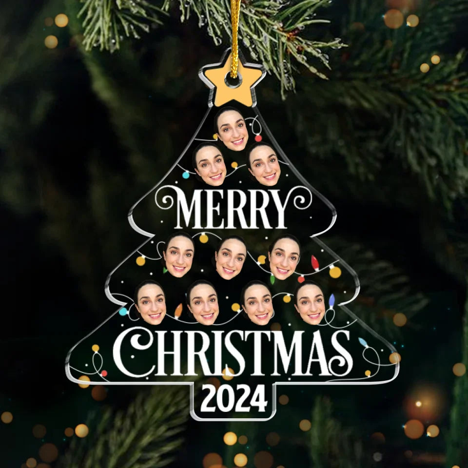 Custom Photo In Every Face, A Piece Of My Heart Lives - Family Personalized Custom Ornament - Acrylic Custom Shaped - Christmas Gift For Family Members