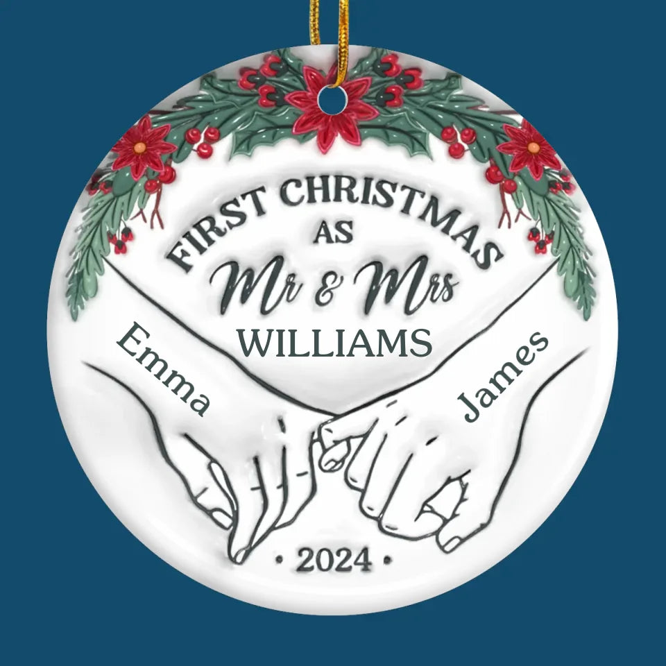 It's Beginning To Look A Lot Like Our First Christmas - Couple Personalized Custom 3D Inflated Effect Printed Ornament - Ceramic Round Shaped - Christmas Gift For Husband Wife, Anniversary, First Christmas