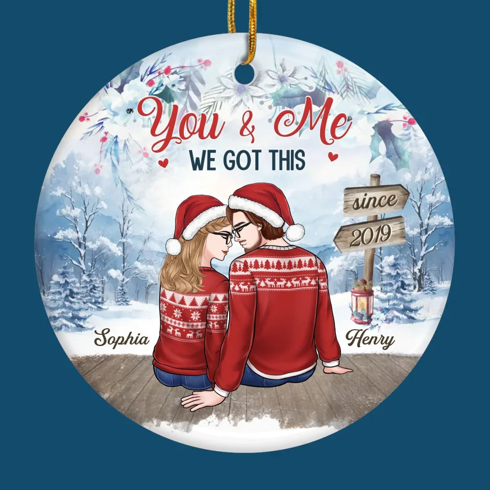 Our Love Shines Brighter Than Any Christmas Lights - Couple Personalized Custom Ornament - Ceramic Round Shaped - Christmas Gift For Husband Wife, Anniversary