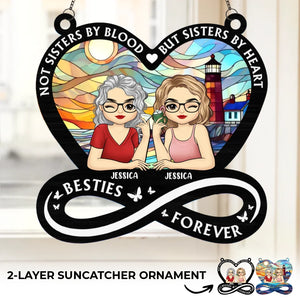 Sisters Make The Best Of Friends - Bestie Personalized Window Hanging Suncatcher Ornament - Gift For Best Friends, BFF, Sisters