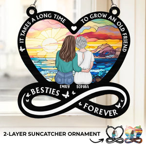 Our Friendship Is A Treasure I Cherish - Bestie Personalized Window Hanging Suncatcher Ornament - Gift For Best Friends, BFF, Sisters