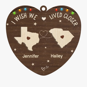 Wishing You Were Here By My Side - Bestie Personalized Custom Ornament - Wood Custom Shaped - Christmas Gift For Best Friends, BFF, Sisters