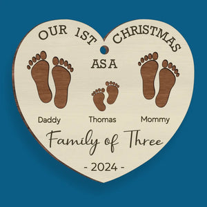 Our First Christmas As A Family - Family Personalized Custom Ornament - Wood Custom Shaped - New Arrival, Christmas Gift For Family Members AMZ