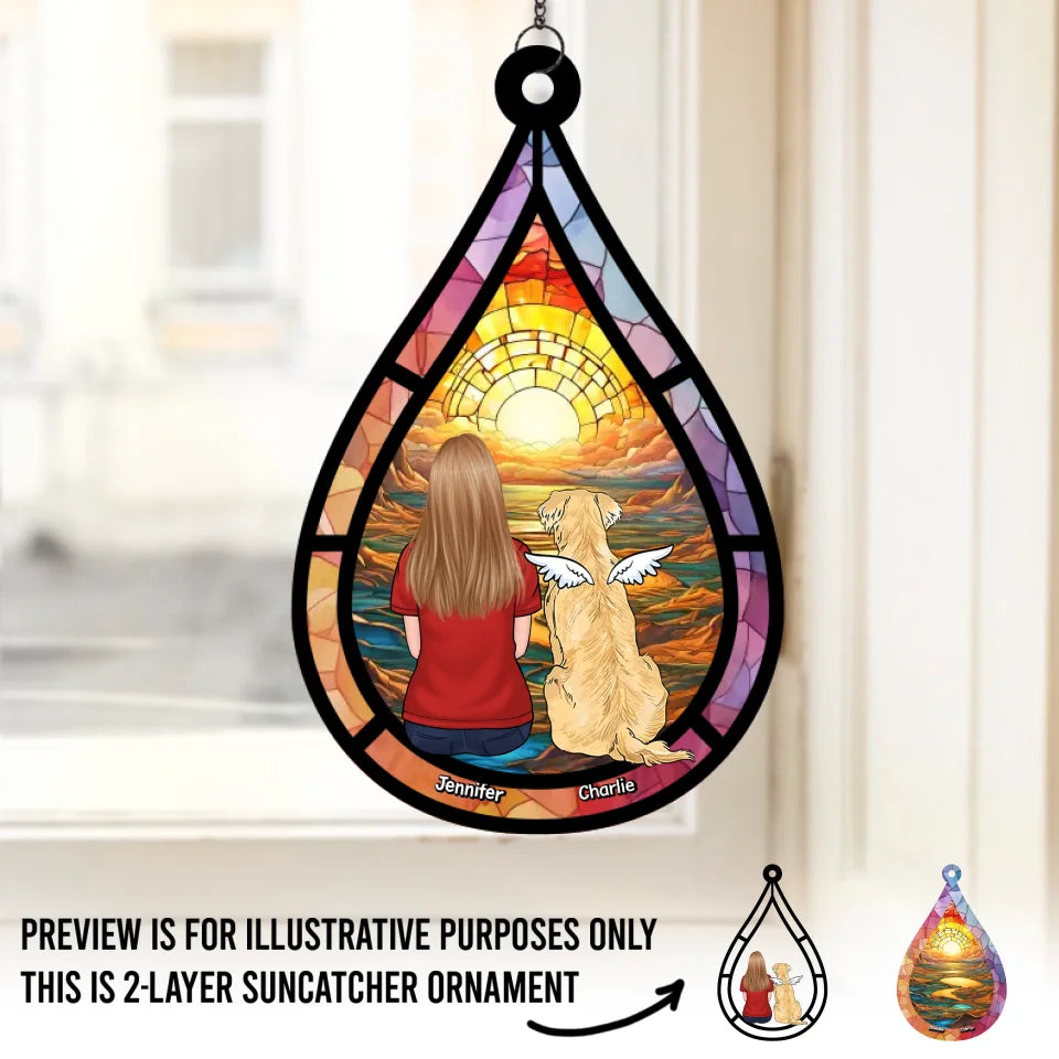 Always In Our Hearts - Memorial Personalized Window Hanging Suncatcher - Sympathy Gift For Pet Owners, Pet Lovers