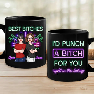 Mess With You, Deal With Me - Bestie Personalized Custom Black Mug - Gift For Best Friends, BFF, Sisters