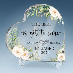 Engaged And In Love - Couple Personalized Custom Heart Shaped Acrylic Plaque - Gift For Husband Wife, Anniversary