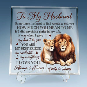 Our Love Is Fierce, Like A Lion’s Heart - Couple Personalized Custom Square Shaped Acrylic Plaque - Gift For Husband Wife, Anniversary