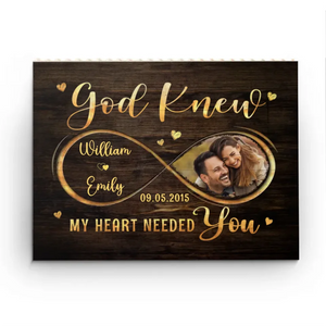 Custom Photo God Knew My Heart Needed You
 - Couple Personalized Custom Horizontal Rectangle Shaped Building Brick Blocks - Gift For Husband Wife, Anniversary