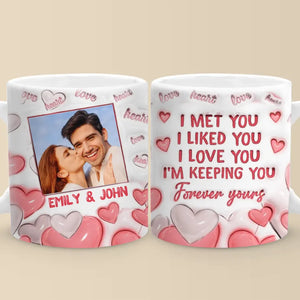 Custom Photo I Can't Help Falling In Love With You - Couple Personalized Custom 3D Inflated Effect Printed Mug - Gift For Husband Wife, Anniversary