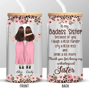 An Unbreakable Bond - Bestie Personalized Custom Glass Cup, Iced Coffee Cup - Gift For Best Friends, BFF, Sisters