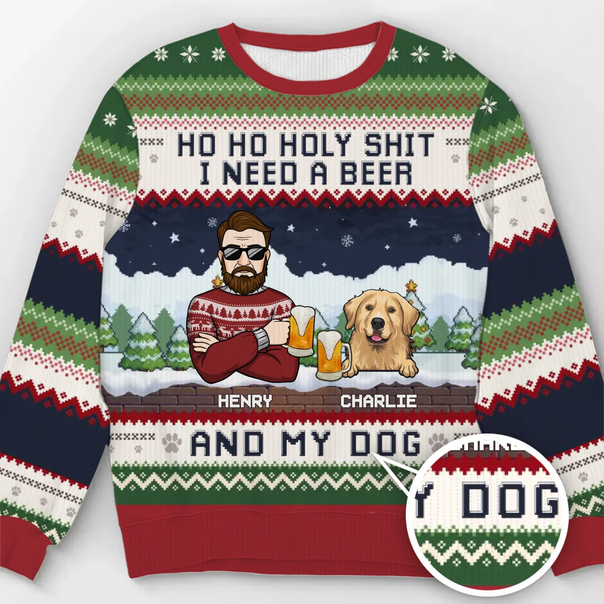 We Need A Beer And Our Cats - Dog & Cat Personalized Custom Ugly Sweatshirt - Unisex Wool Jumper - Christmas Gift For Husband Wife, Pet Owners, Pet Lovers