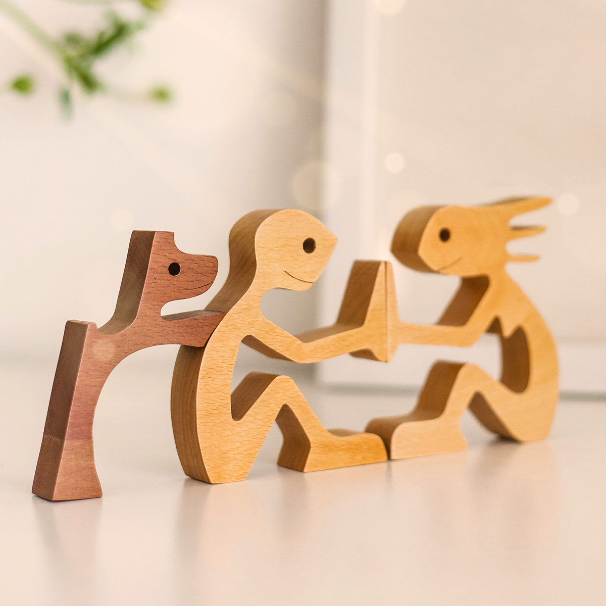 I Love You Meow And Furever - Gift For Pet Lovers - Wooden Pet Carvings, Wood Sculpture Table Ornaments, Carved Wood Decor