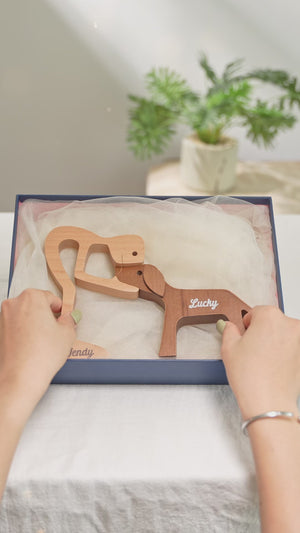 Personalized Custom Wooden Pet Carvings - The Love Between You And Your Fur-Friend - Gift For Pet Lovers - Wood Sculpture Table Ornaments, Carved Wood Decor